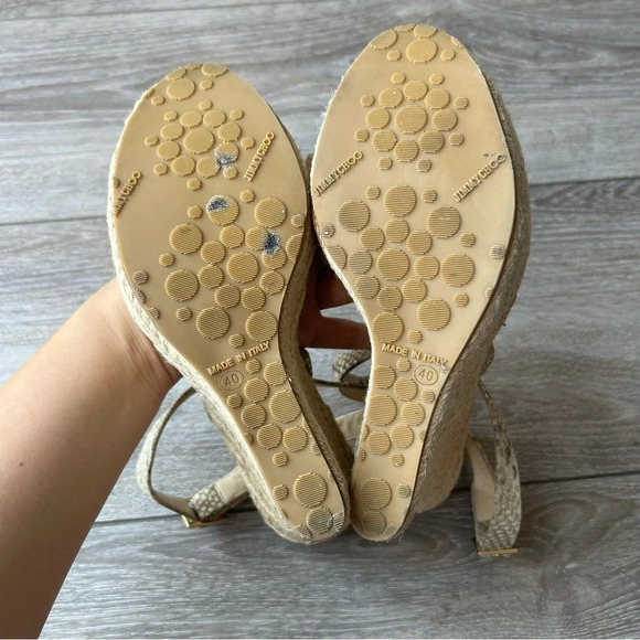 Jimmy  Choo Snakeskin Espadrilles Wedge Sandals - Picture 14 of 16
